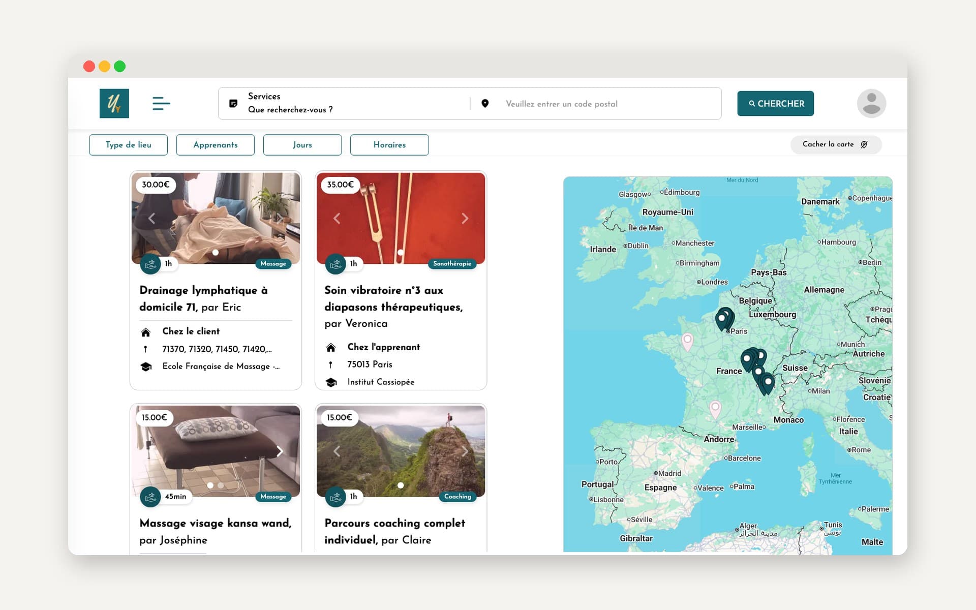 Youdy — recherche de services avec carte
